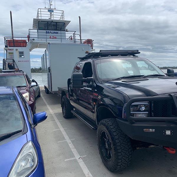 Tiny House Transport Australia - Delivering freedom Australia-wide - Shifting a tiny house on the Bribie island ferry